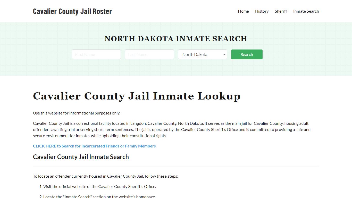 Cavalier County Jail Roster Lookup, ND, Inmate Search