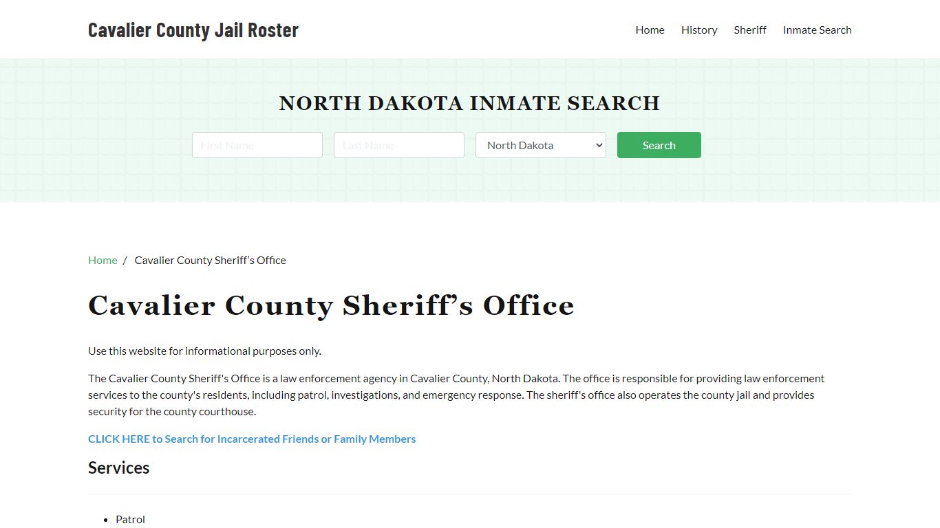 Cavalier County Sheriff Office, ND, Arrest Warrants Search