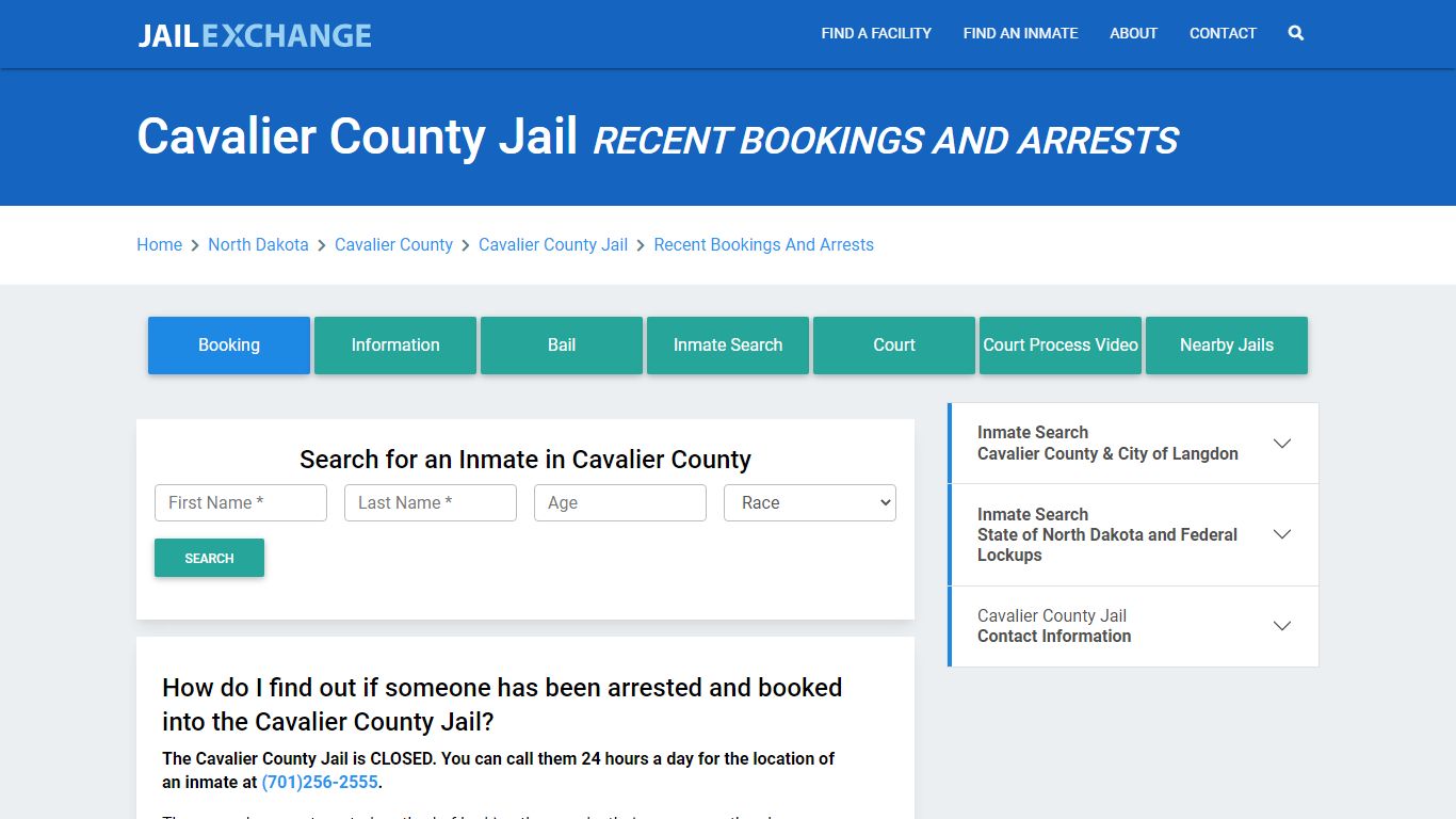 Cavalier County Jail Recent Bookings And Arrests - Jail Exchange